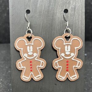 Mouse Gingerbread Earrings with Silver Accents